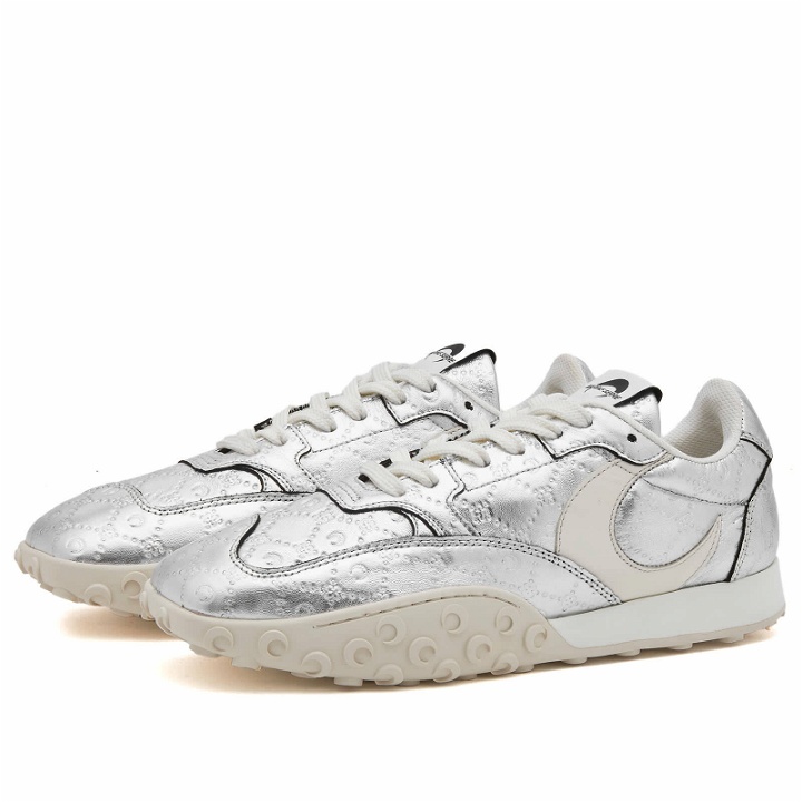 Photo: Marine Serre Women's Laminated Leather Moon Sneakers in Silver