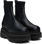 sacai Black Leather Chelsea Boots