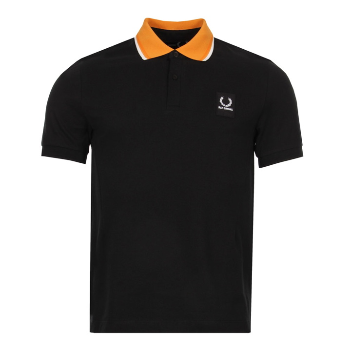Photo: Contrast Collar Polo Shirt - Black / Orange