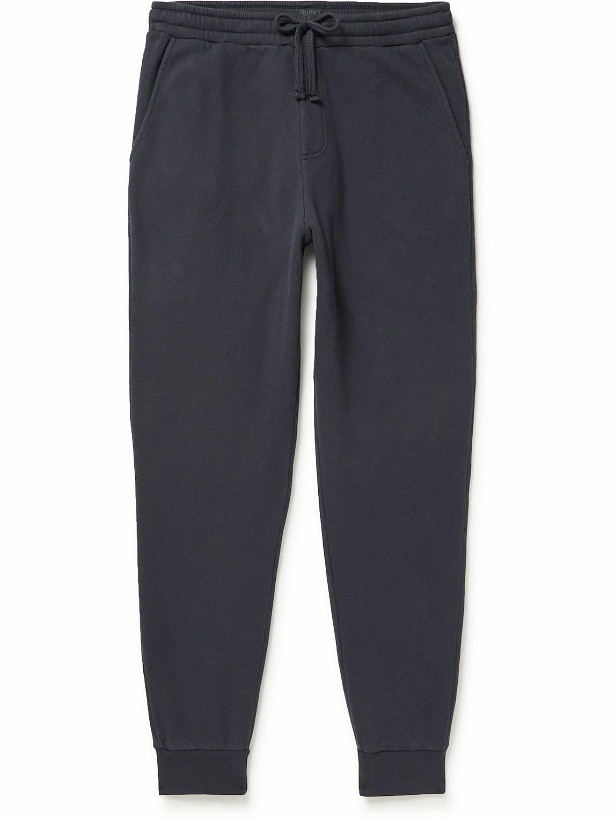 Photo: Hartford - Joggy Tapered Brushed Cotton-Jersey Sweatpants - Blue