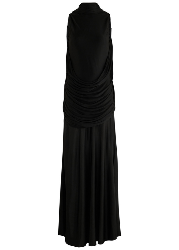 Photo: Loewe Pebble Draped Satin-jersey Maxi Dress Black