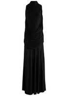 Loewe Pebble Draped Satin-jersey Maxi Dress Black