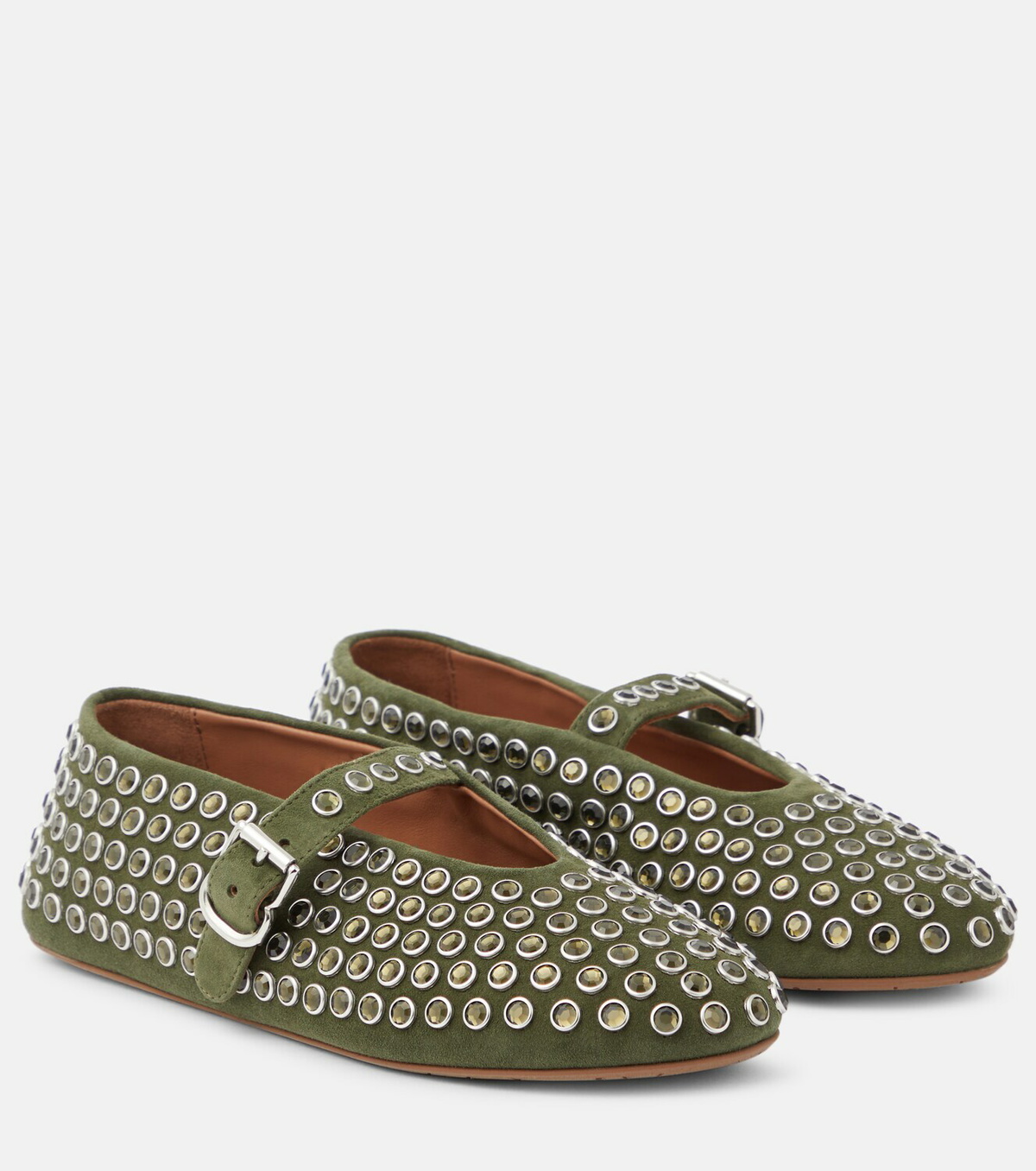 Alaïa Embellished suede ballet flats ALAÏA