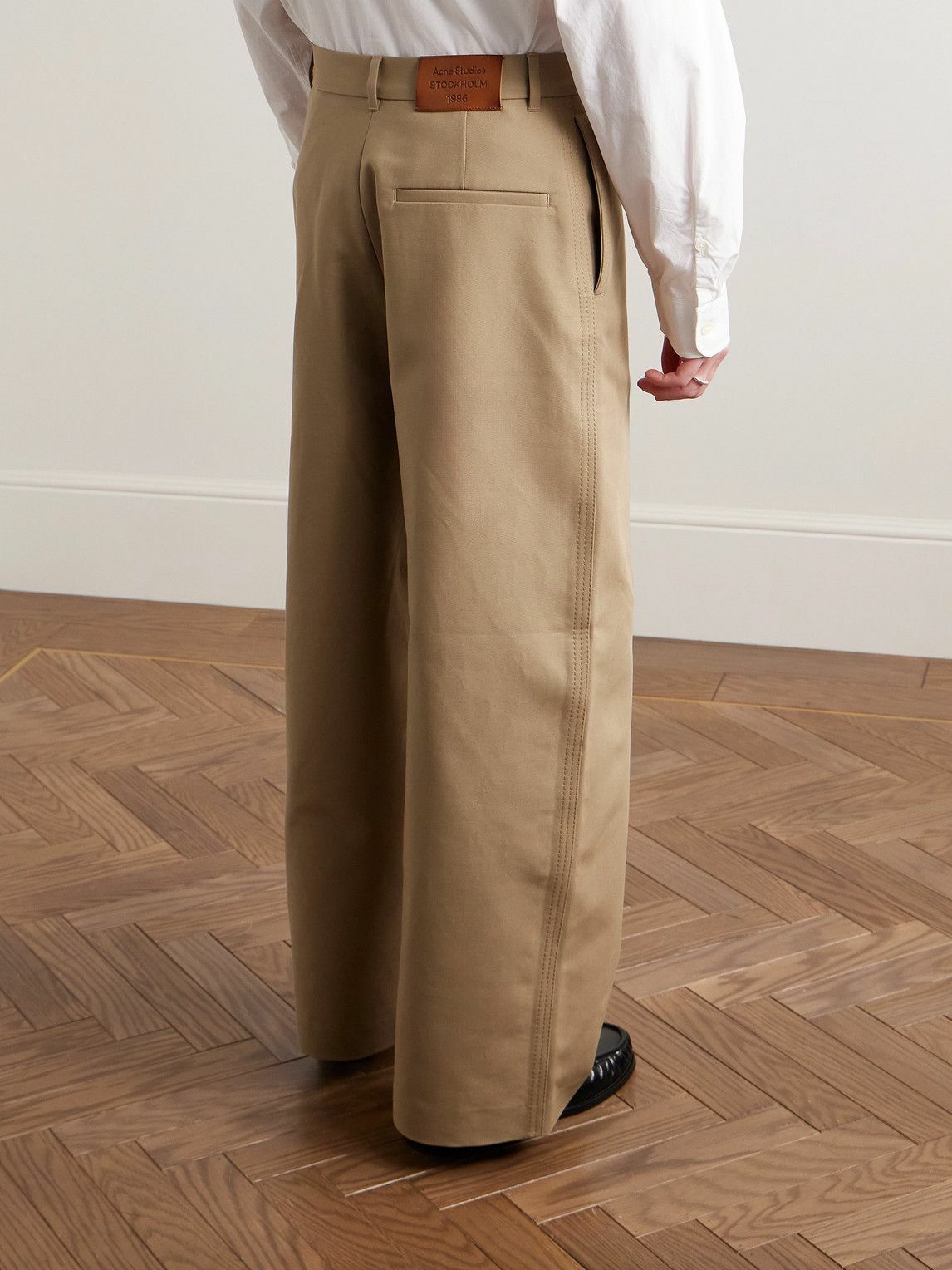 Cotton twill wide-leg pants in beige - Acne Studios | Mytheresa