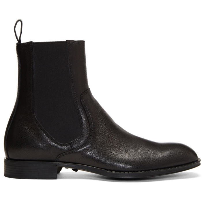 Versace Black Leather Chelsea Boots