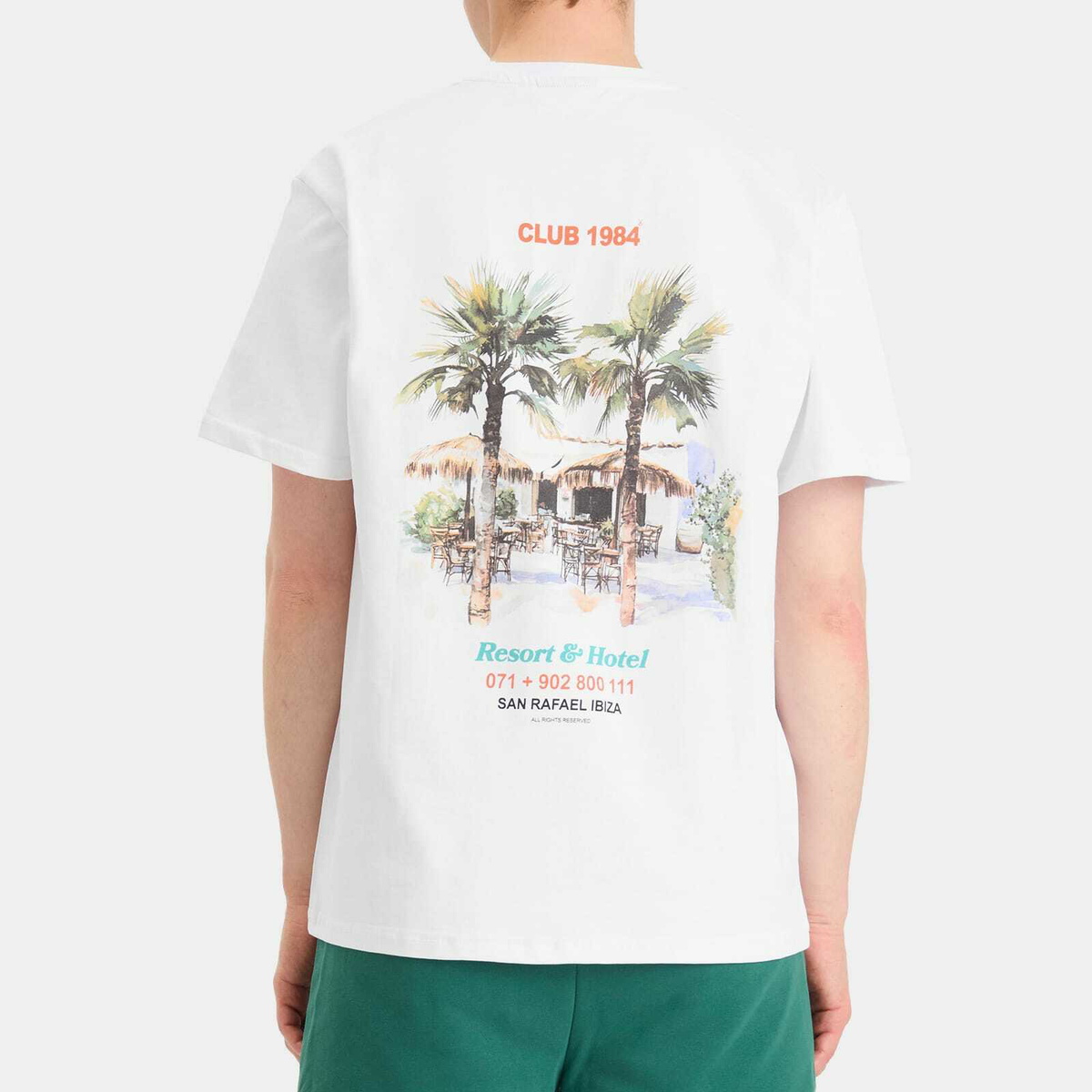 Club 1984 Men's Eivissa Palm T-Shirt in White Club 1984