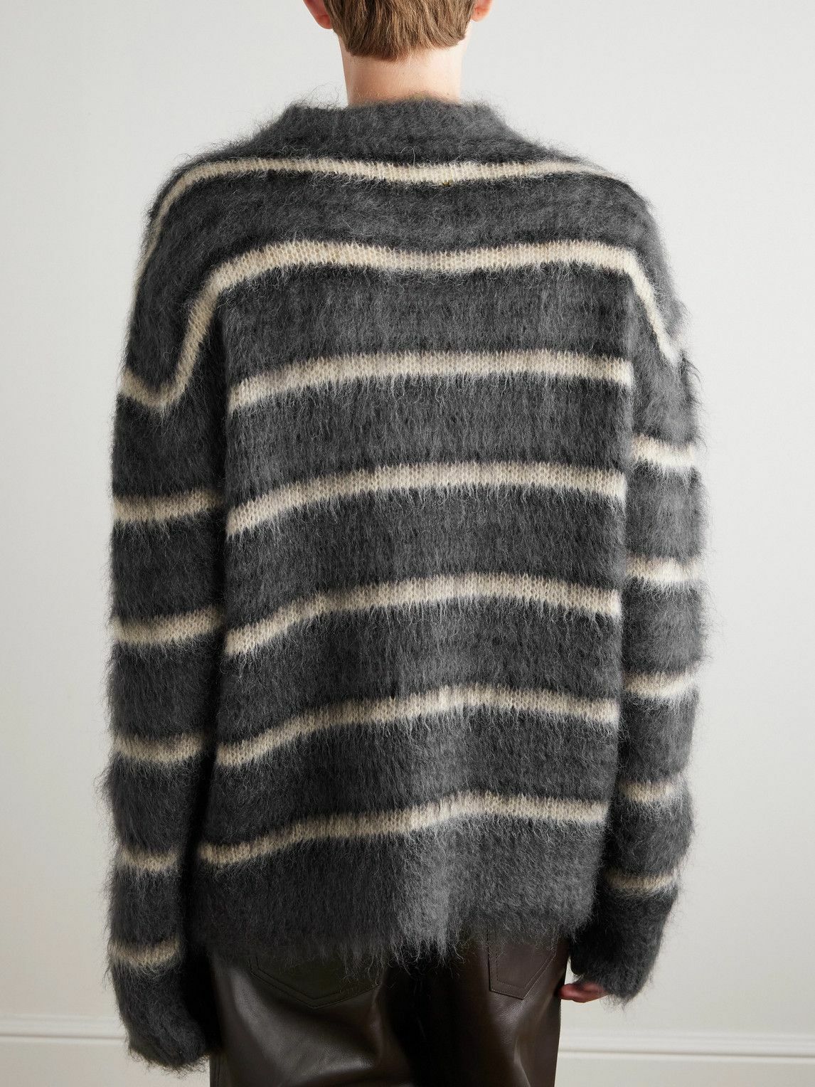 Marni - Striped Mohair-Blend Sweater - Gray