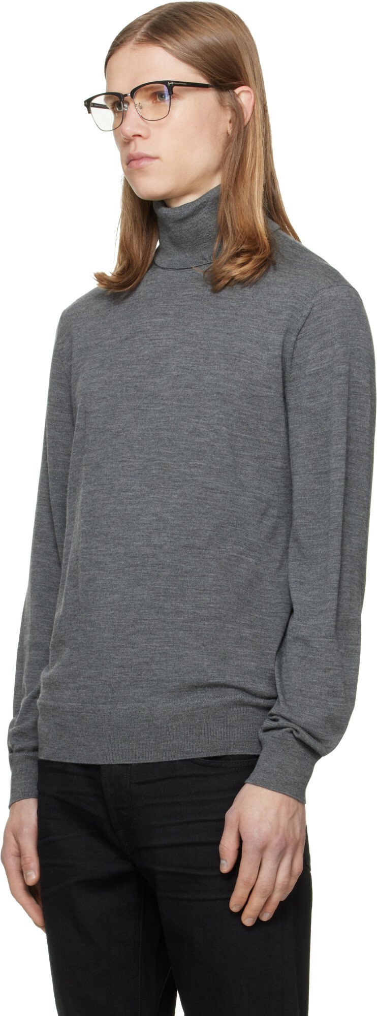 TOM FORD Gray Fine Gauge Pure Wool Turtleneck