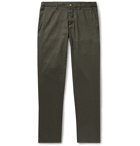 Altea - Navy Dumbo Slim-Fit Linen-Blend Twill Trousers - Green