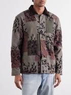 Kartik Research - Embroidered Patchwork Suede-Trimmed Cotton Chore Jacket - Green