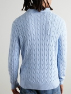 Polo Ralph Lauren - Cable-Knit Cashmere Polo Shirt - Blue