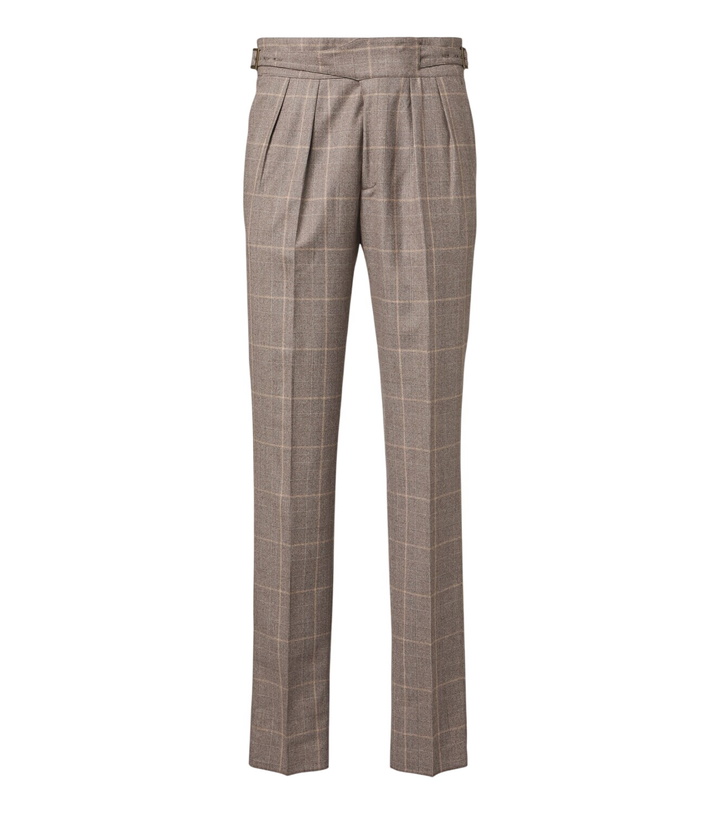 Photo: Rubinacci Checked virgin wool straight pants