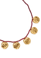Anni LU Dream Catcher 18kt Gold-plated Beaded Necklace - Burgundy - One Size