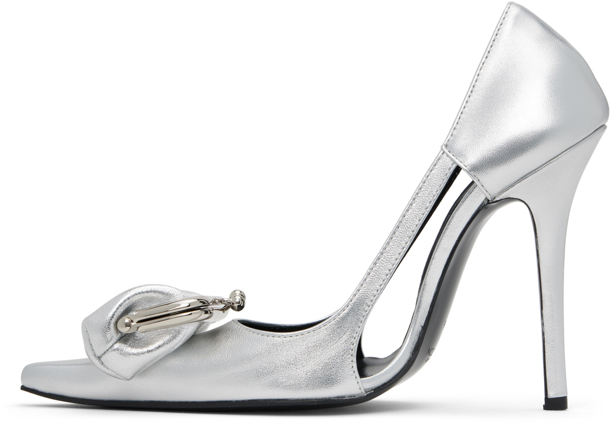 Pushbutton Silver Coin Purse Pointy Heels