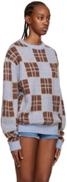 Awake NY Blue & Brown Check Sweater