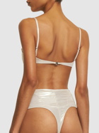 MUGLER Lamé Jersey Bandeau Bikini Top