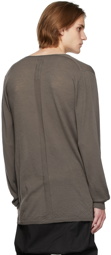 Rick Owens Taupe Oversized V-Neck Sweater