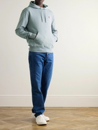 AMI PARIS - Logo-Embroidered Cotton-Jersey Hoodie - Blue