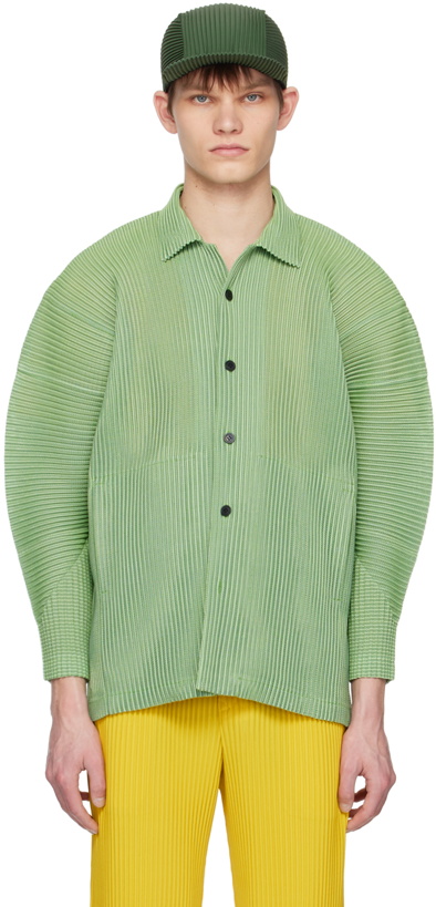 Photo: Homme Plissé Issey Miyake Green Leno Stripe Shirt