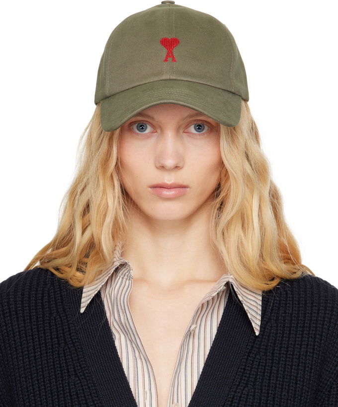 Photo: AMI Paris Gray Cotton Ami de Coeur Embroidery Cap