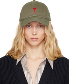 AMI Paris Gray Cotton Ami de Coeur Embroidery Cap