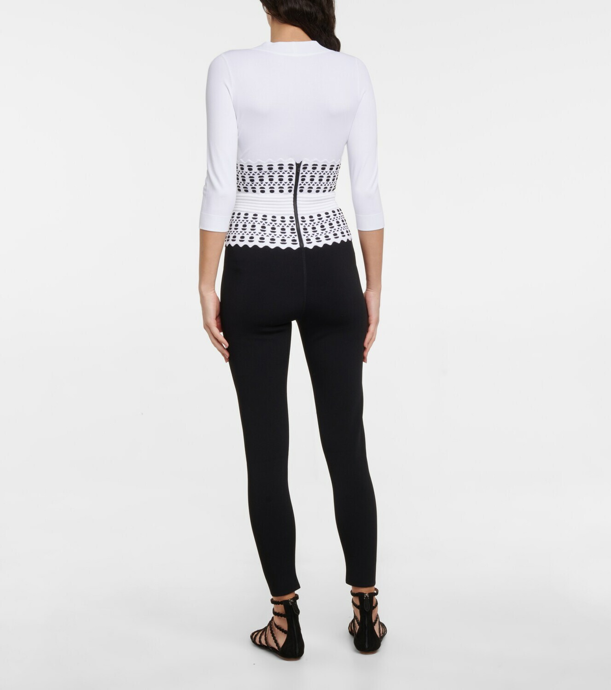 Black Zipped gabardine leggings, ALAÏA