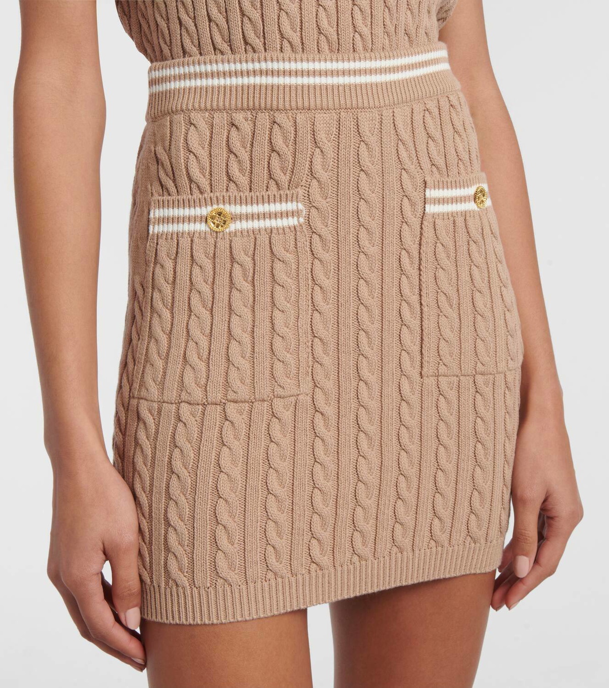 Alessandra Rich Cable-knit cotton miniskirt