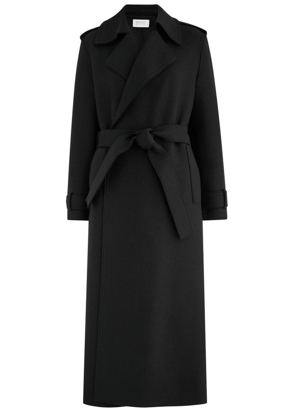 Photo: Harris Wharf London Belted Wool Trench Coat Black
