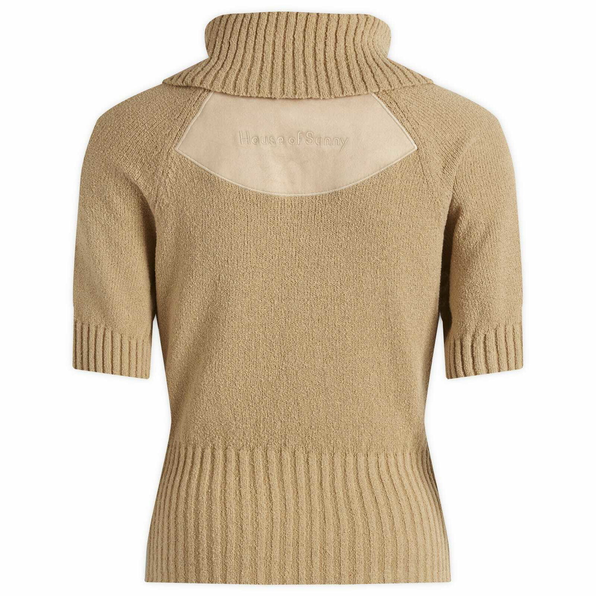 House Of Sunny Women's Courtney Towelling Roll Neck Top in Neutral