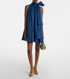 Max Mara Elegante tie-neck taffeta minidress