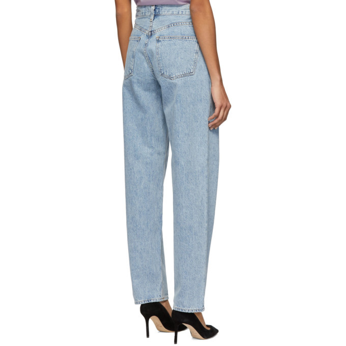 Agolde Blue Pleats Baggy Oversized Jeans AGOLDE