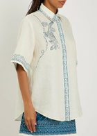 Alemais Lucky Printed Linen Shirt Ivory