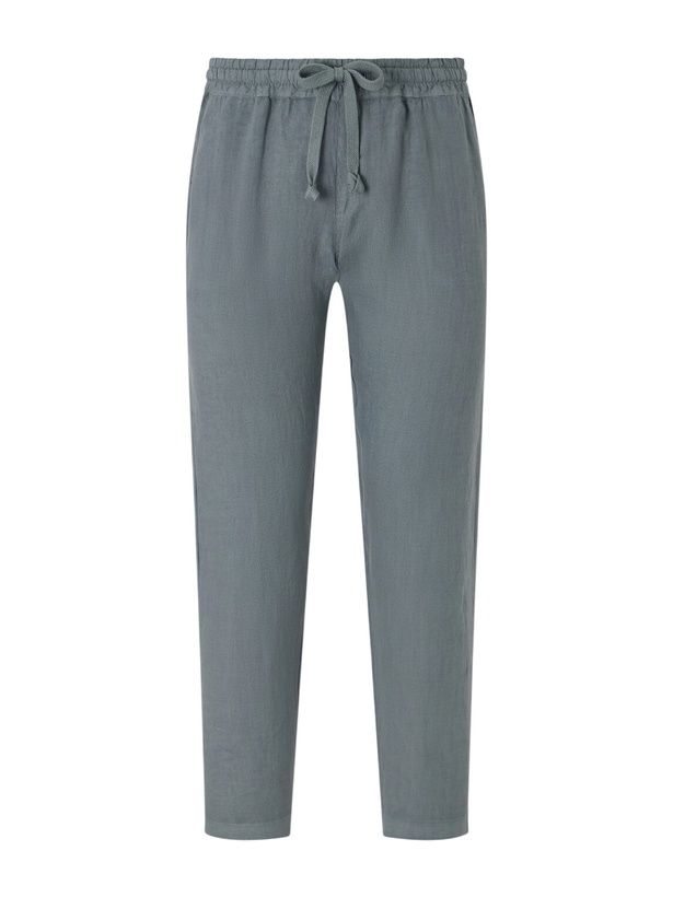 Photo: FEDELI - Straight-Leg Linen Drawstring Trousers - Gray