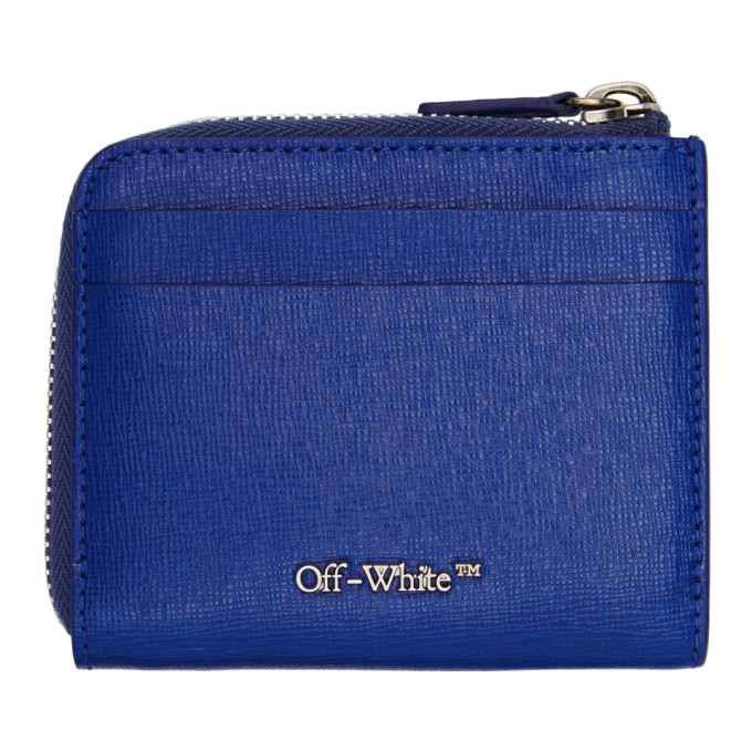 Off-White Blue and White Diag Zip-Around Wallet Off-White