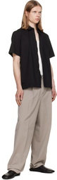 Hugo Black Stretch Cotton Logo Patch Shirt