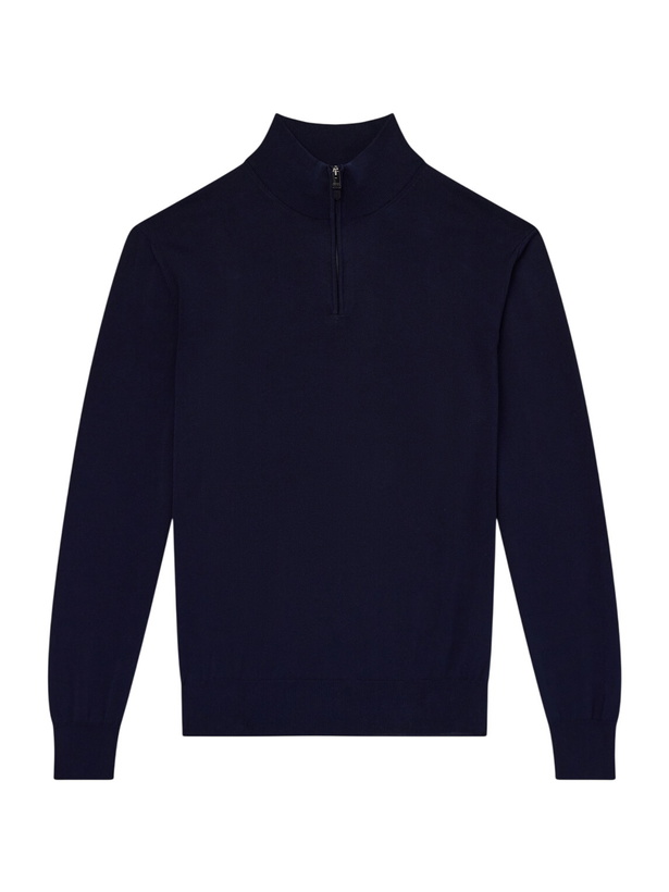 Photo: Canali - Cotton Half-Zip Sweater - Blue