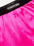 TOM FORD - Velvet-Trimmed Stretch-Silk Satin Boxer Shorts - Pink