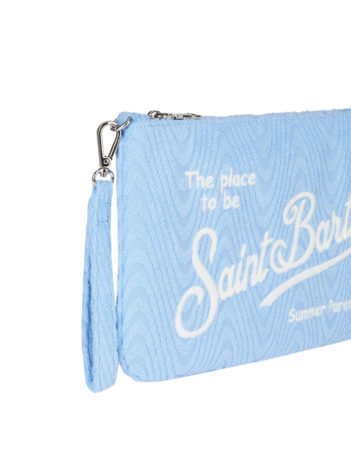 MC2 Saint Barth Light Blue Terry Embossed Parisienne Sponge Pouch Bag