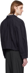 Bally Navy Taffeta Bomber Jacket