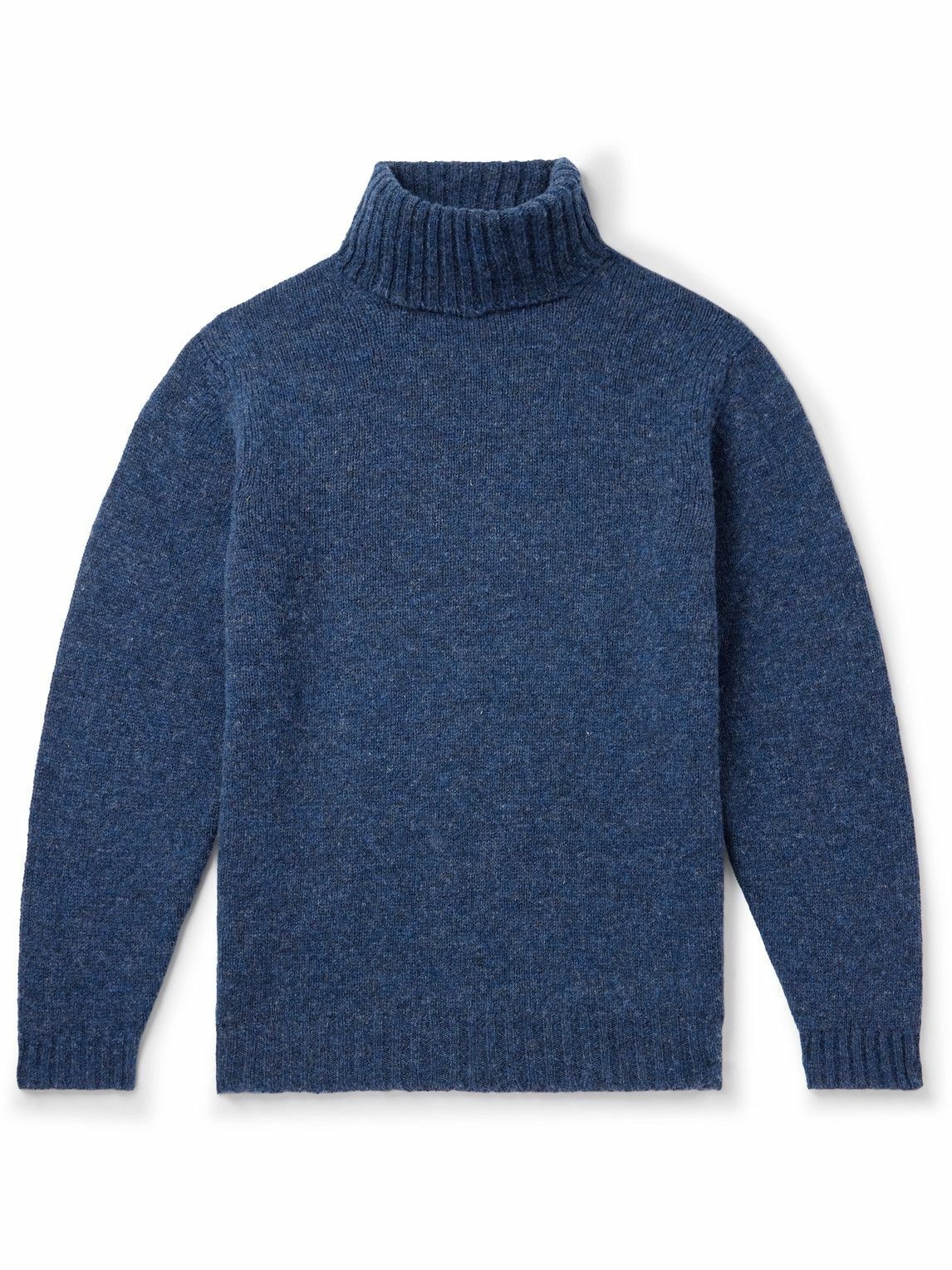 Photo: Kingsman - Ribbed Shetland Wool Rollneck Sweater - Blue