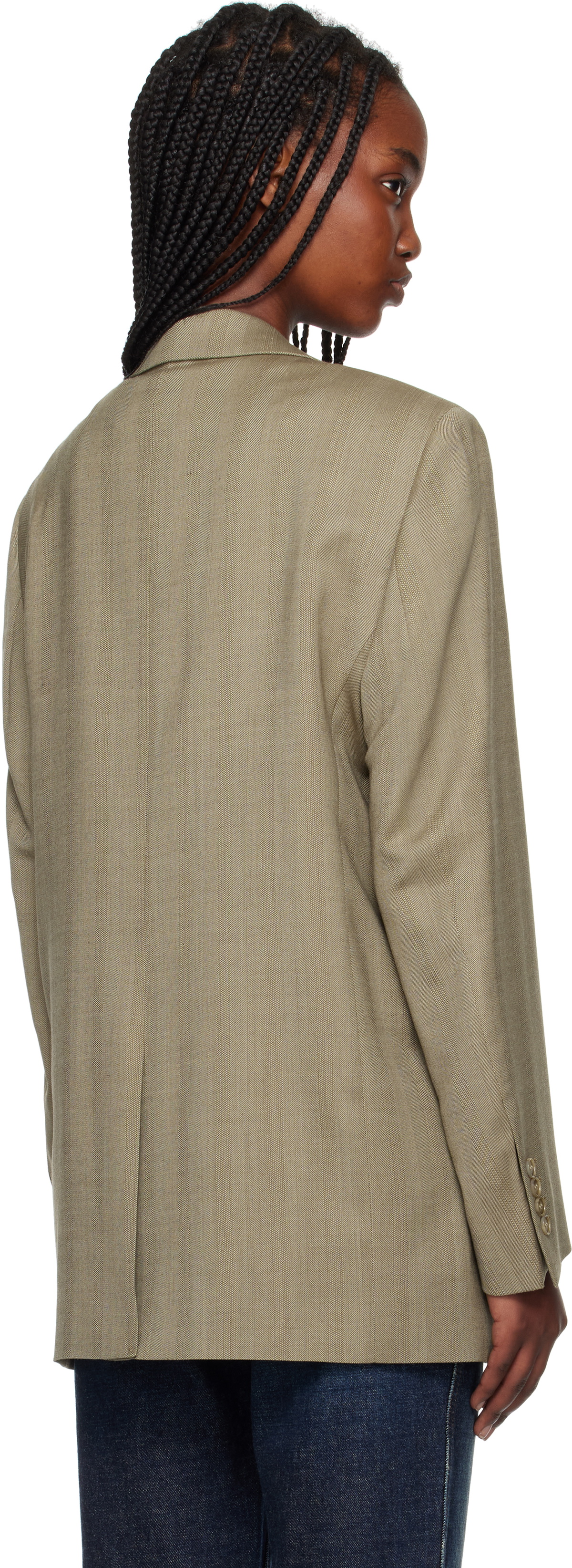 Filippa K Taupe Tailored Herringbone Blazer