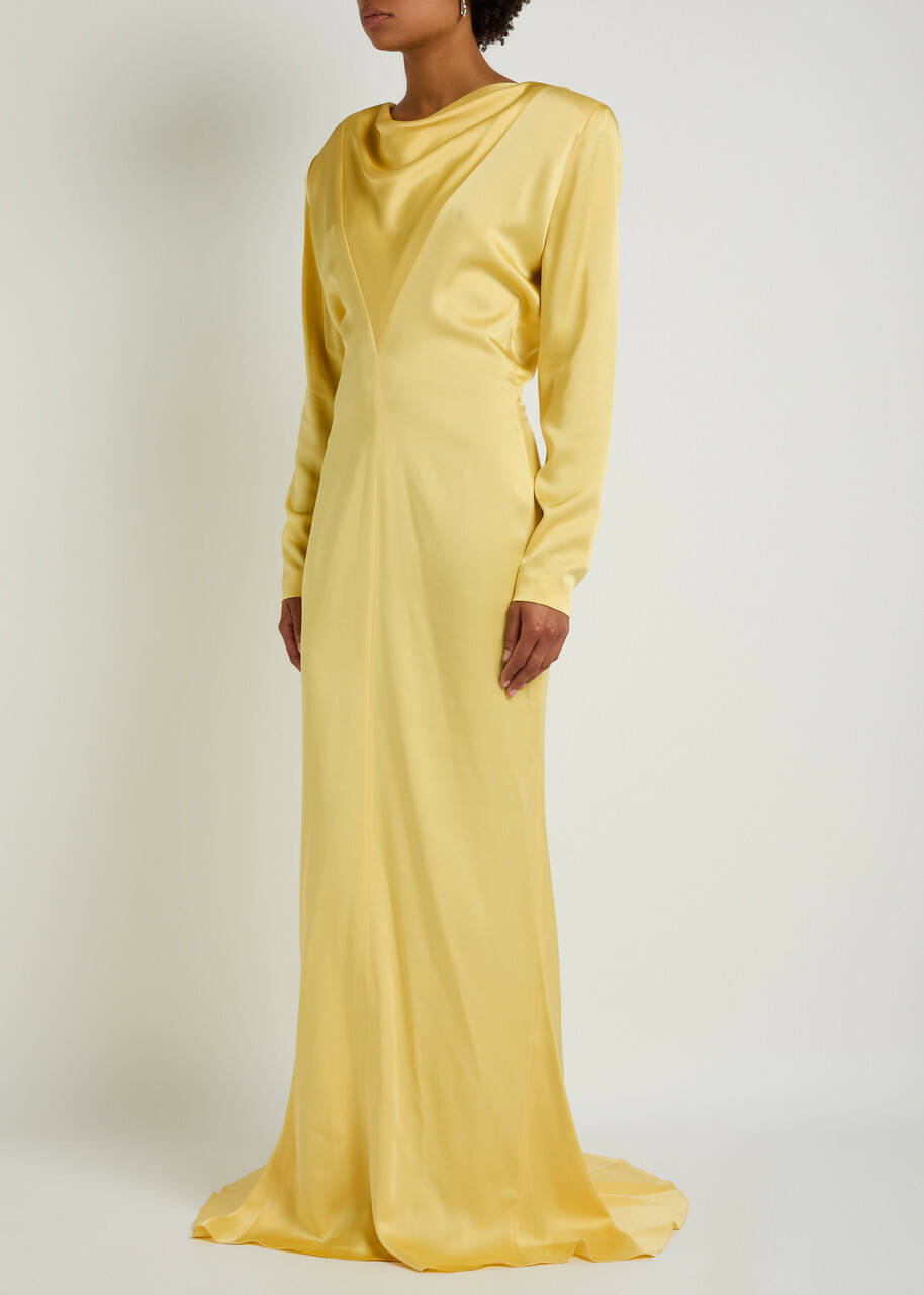 Stella Mccartney Draped Satin Gown Yellow