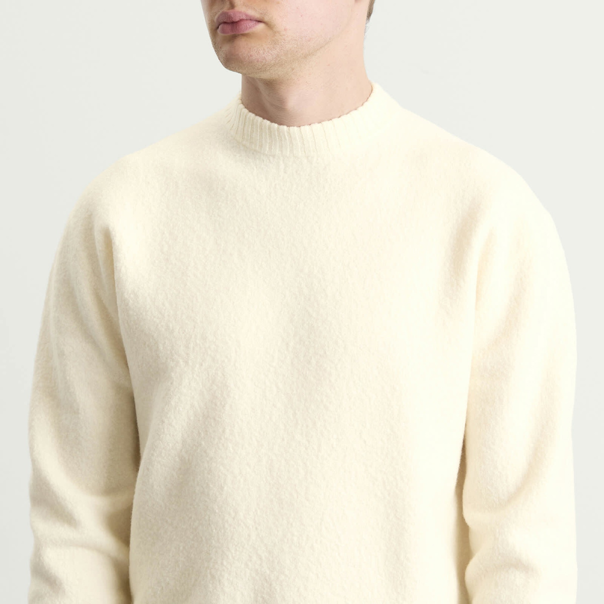 Jil Sander Men's Boiled Wool Jumper in Cloud