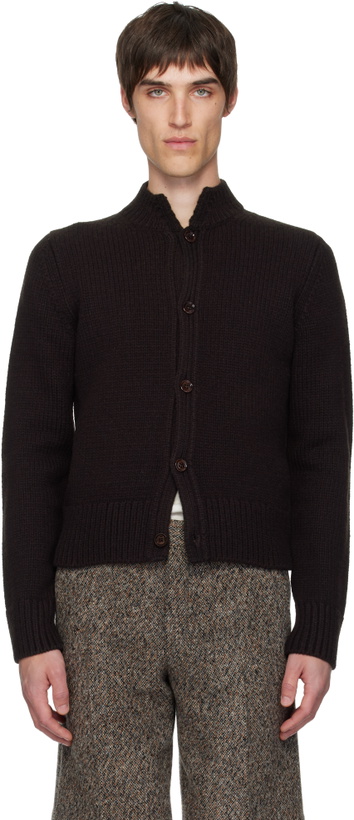 Photo: Dries Van Noten Brown Merino Wool Cardigan