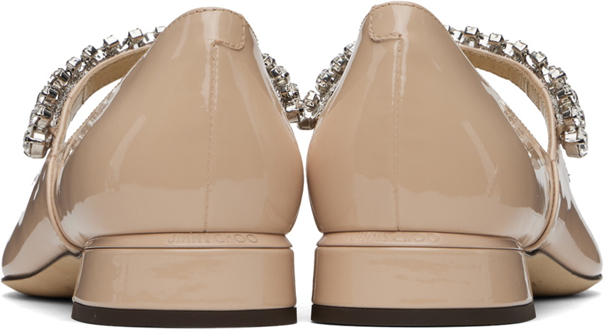 フラットシューズ Jimmy Choo Powder pink leather Bing ballerinas Jimmy Choo Bing crystal-strap Ballerina Shoes | Pink | FARFETCH