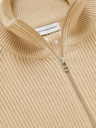 Pop Trading Company - Logo-Embroidered Ribbed Cotton Zip-Up Cardigan - Neutrals