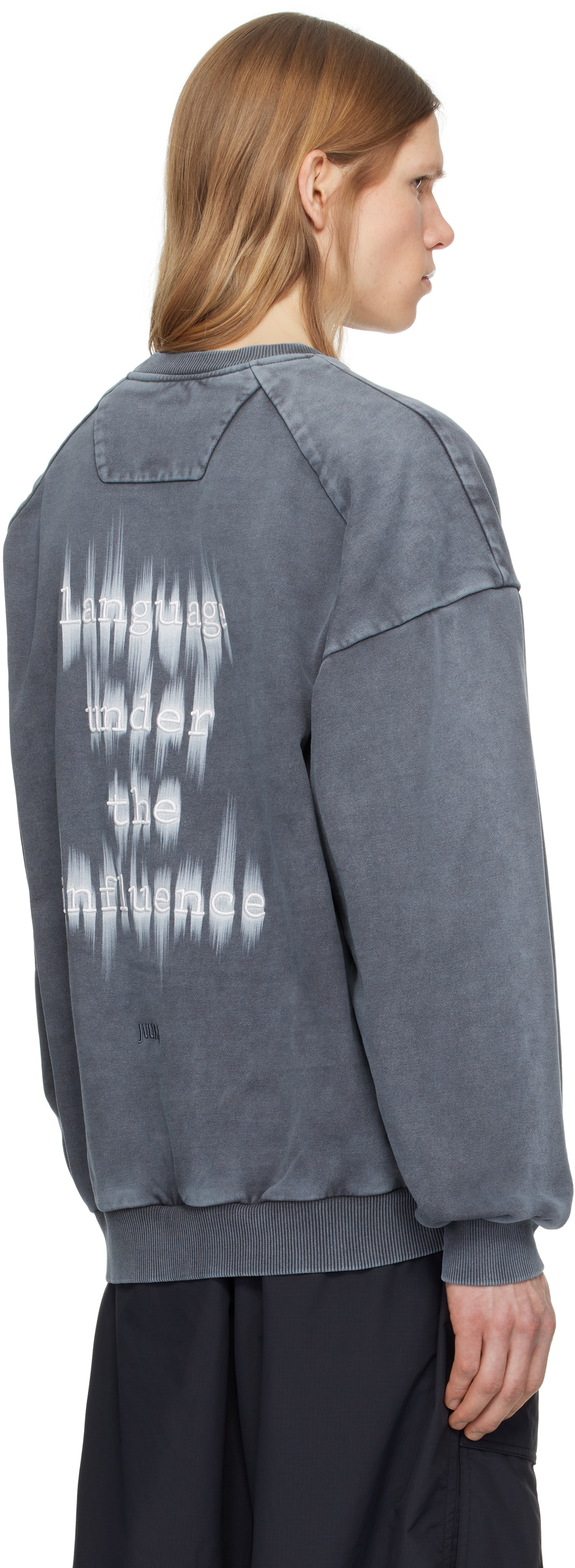 Juun.J Navy 'Language Under The Influence' Loose Fit Sweatshirt