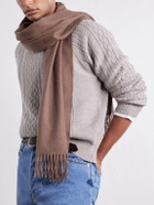 Begg & Co - Arran Solid Fringed Brushed-Cashmere Scarf - Brown