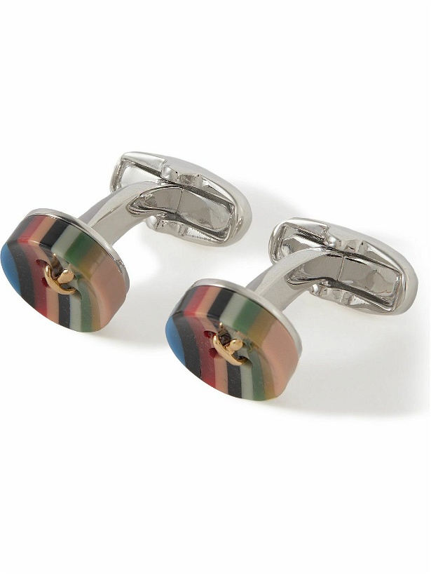 Photo: Paul Smith - Button Silver- and Gold-Tone and Striped Enamel Cufflinks