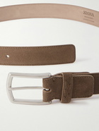 Zegna - 3cm Suede Belt - Neutrals